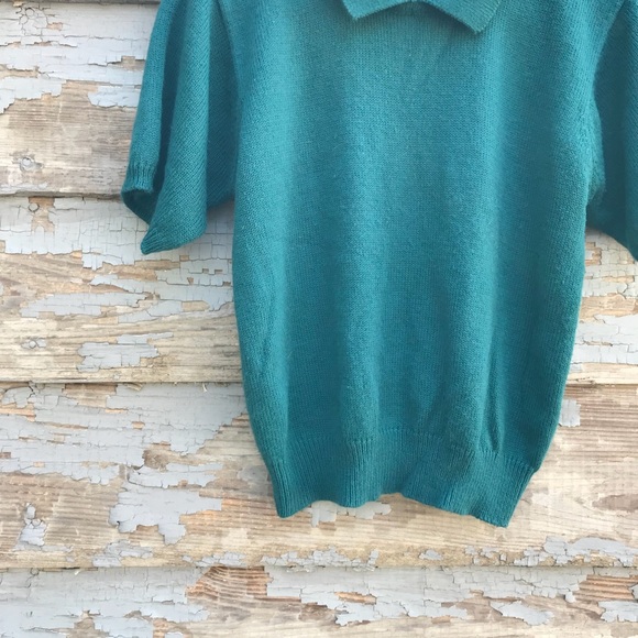 VTG Dark Green Polyester Sweater Shirt - Picture 4 of 4